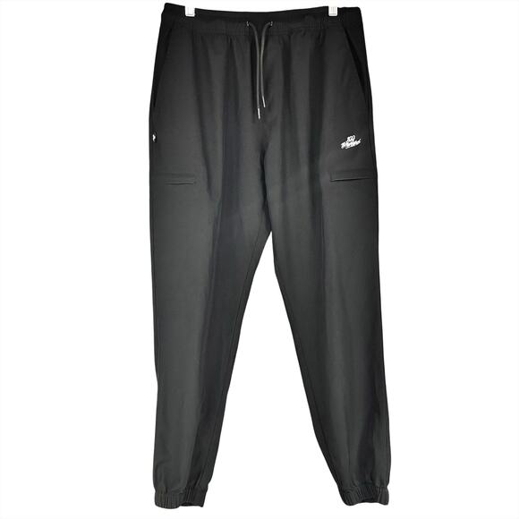 100 THIEVES Lightweight Black Cargo Jogger Pants Zipper Cuffs Drawstring Size M - Picture 1 of 9